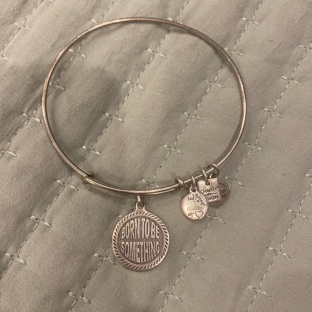 Alex and Ani Silver Born To Be Something Charm Bangle Bracelet